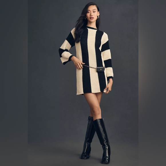 4SI3NNA Long-Sleeve Striped Sweater Mini Dress - Picture 4 of 8